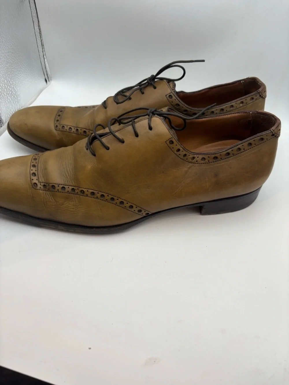 Yves Saint Laurent Men's Tan Leather Brogue Oxford Shoes
